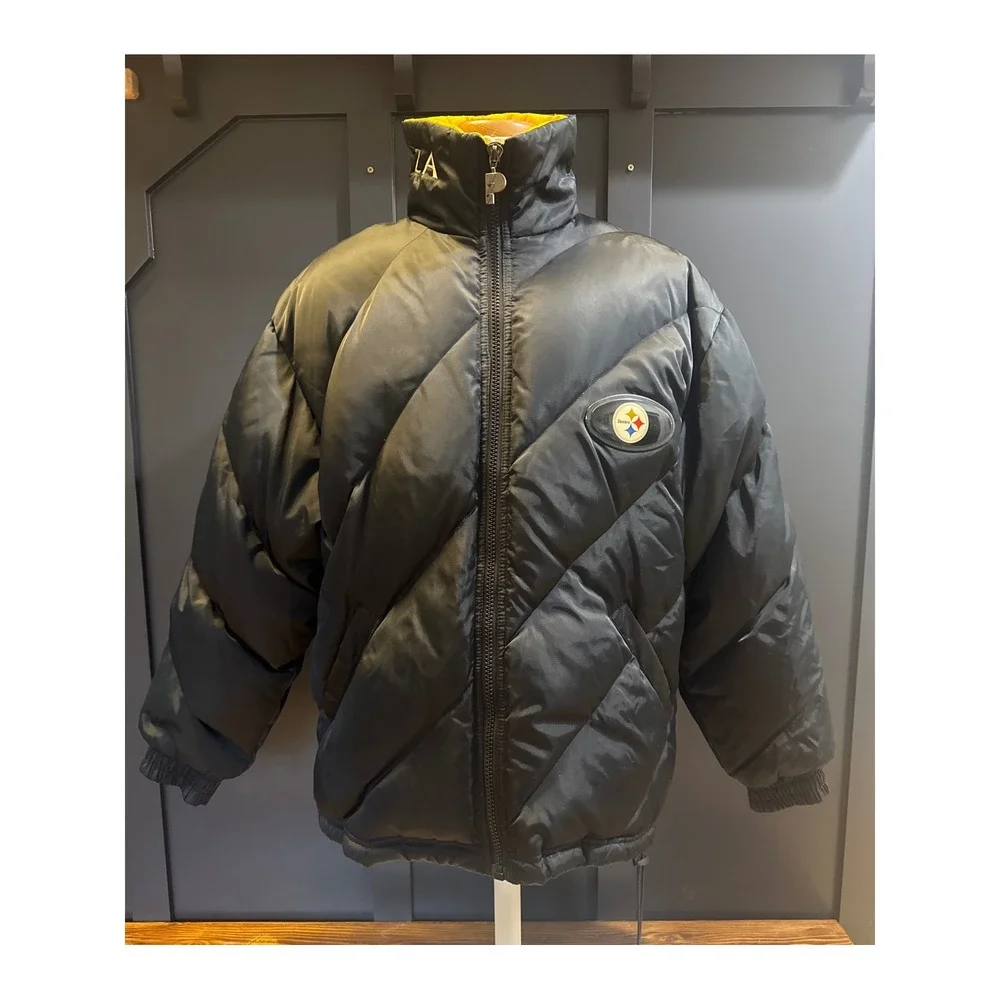 Pro Player Pittsburgh Steelers NFL Puffer Jacket Coat Size GD/L Black Yellow - Picture 2 of 8
